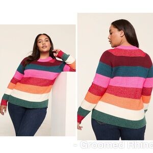 Lane Bryant Multi Stripe Crew Neck Sweater Size 18/20